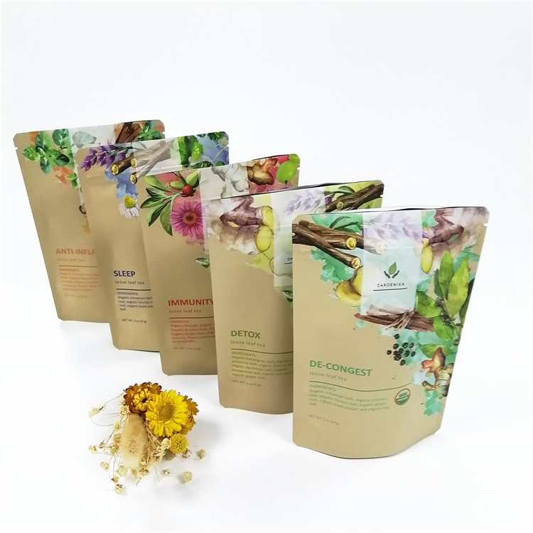 Low Moq CMYK VMPET Biodegradable Stand Up Pouch 100micron