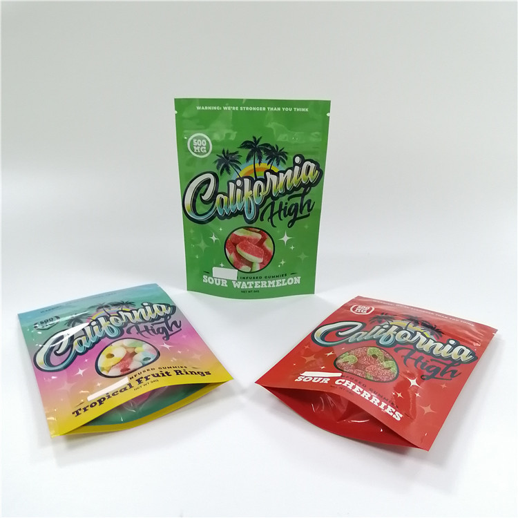 1g 3.5g 7g Gummies Mylar Ziplock Kantong Plastik yang Dapat Ditutup Kembali Tahan Anak