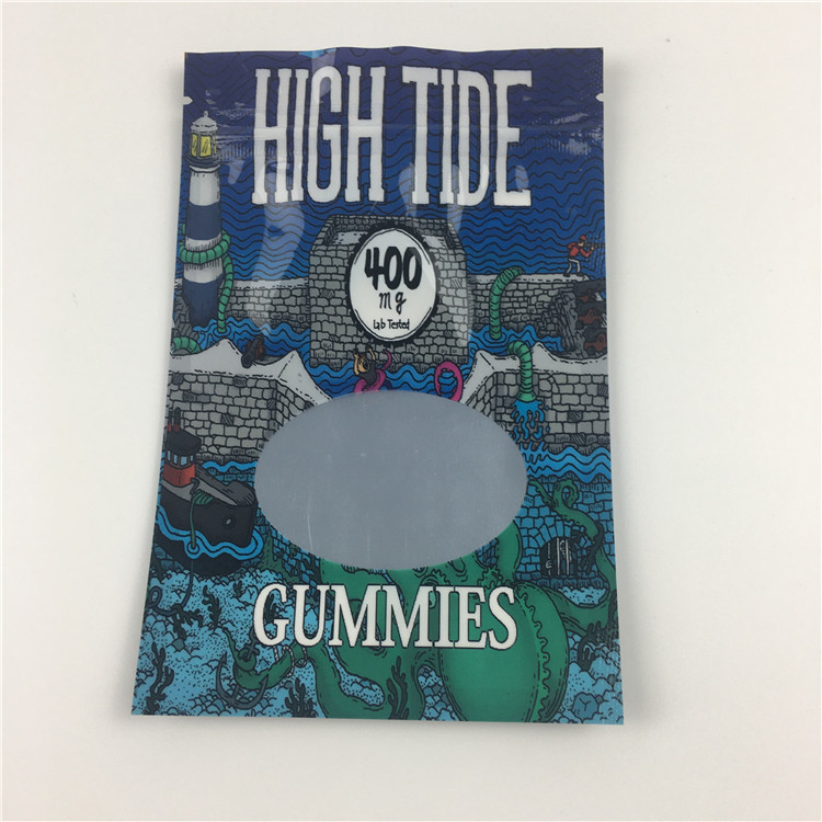 Tiga Sisi Segel Ziplock Weed Mylar Kantong Cetak Kustom Bukti Bau Dapat Dimakan