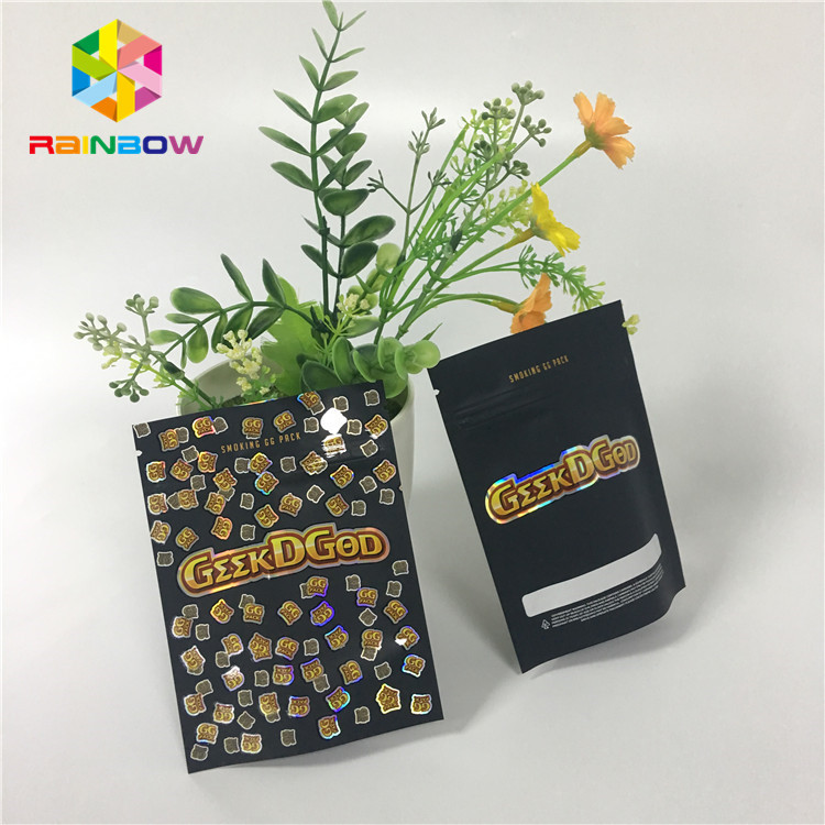 Plastic Mylar Ziplock Custom Stand Up Pouches 150mg Black Matte