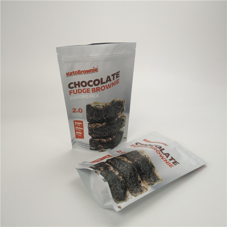 Kemasan Chocolate Bar Kustom yang Dapat Ditutup Kembali Mylar Stand Up Bag Dengan Zipper Snack Cookie packing Bags