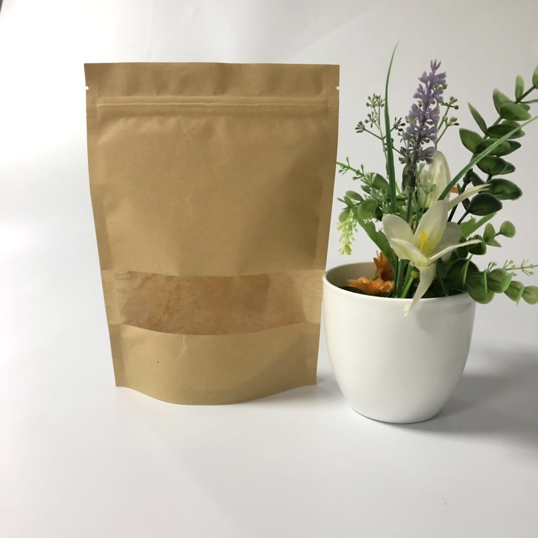 Penyegelan Penyimpanan Makanan Kraft Ziplock Stand Up Pouch Logo Kustom