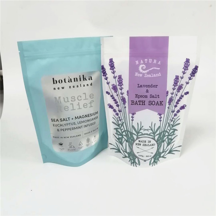 Kemasan Kantong Plastik garam Laut Laut Logo Kustom Berdiri Sendiri Ditutup Kembali