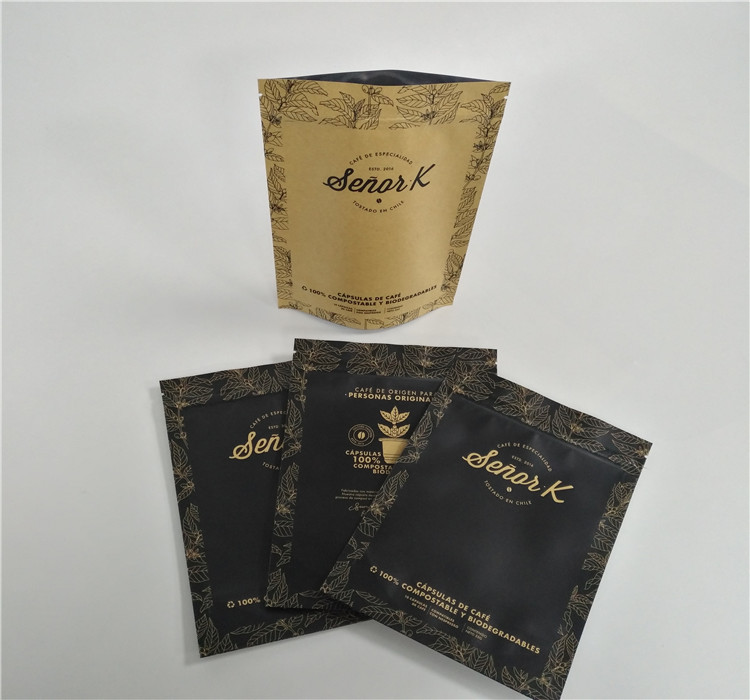 Makanan Kering Kopi Coklat Kertas Kraft Stand Up Pouch Gravure Printed