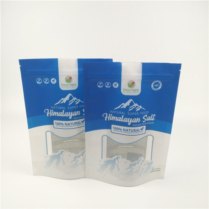 Kemasan Garam Mandi Foil Matt Stand Up Ziplock Pouch Reusable