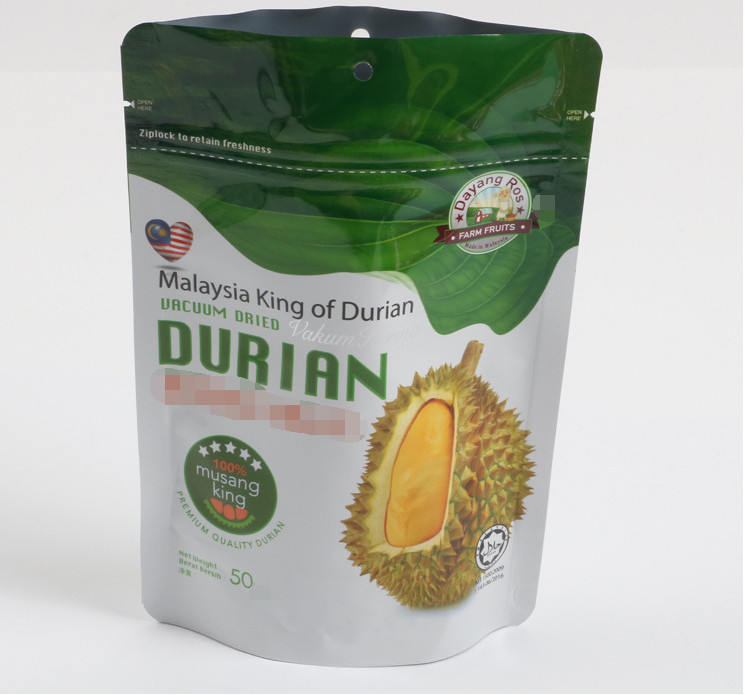 Resealable 120 Mic Stand Up Kantong Kemasan Makanan Dengan Ritsleting