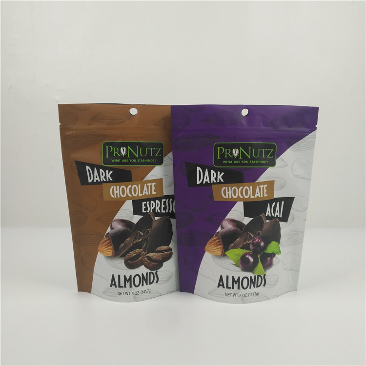 Food Grade Zipper Plastic Custom Printed Stand Up Pouches Untuk Chocolate Bar