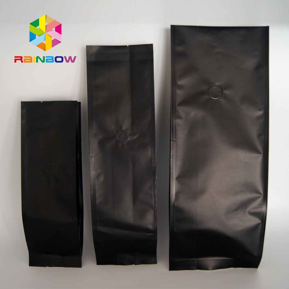 Kustom Dicetak 250g Matte Black Sealed Side Gusset Pouch Dengan Ritsleting Valve