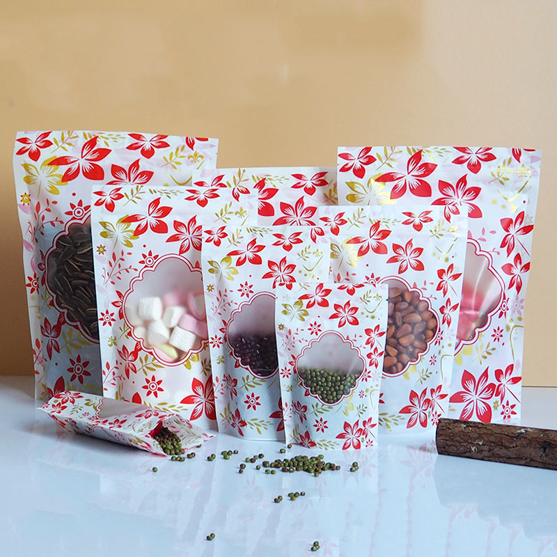 Zipper Glossy Stand Up Kantong Plastik Kemasan Logo Kustom Dengan Jendela