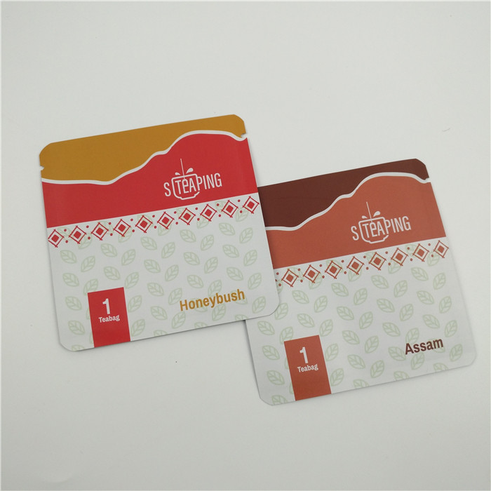 Foil Plastic Tea Kemasan Kantong Daur Ulang Logo Disesuaikan Hitam Hijau