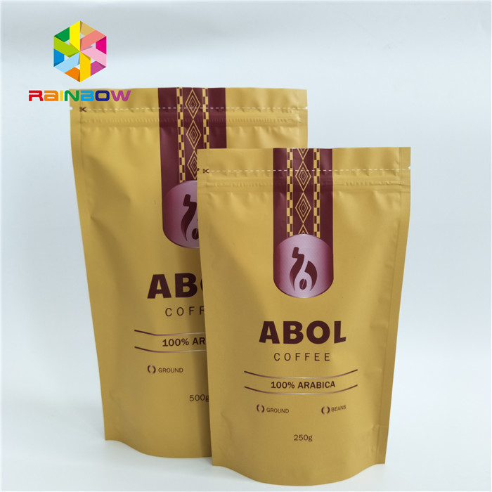 Kustom Food Grade Heat Sealing Aluminium Foil Pouch Packaging Ziplock Standing