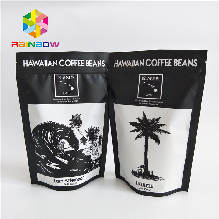 Zipper Laminated Plastic Custom Printed Foil Bags Berdiri Untuk Teh Kopi