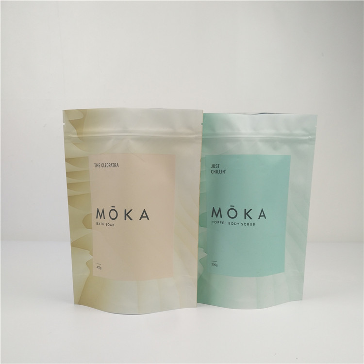 Kantong Stand Up Plastik Laminasi Ritsleting Kustom Untuk Garam Mandi
