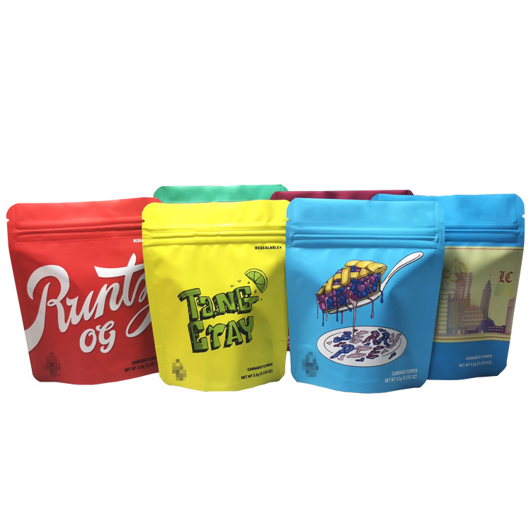 3.5g 7g 14g 1oz 1lb Premium Flower Pouch Custom Printed Foil Laminated Mylar Packaging Tas Ziplock Bukti Bau