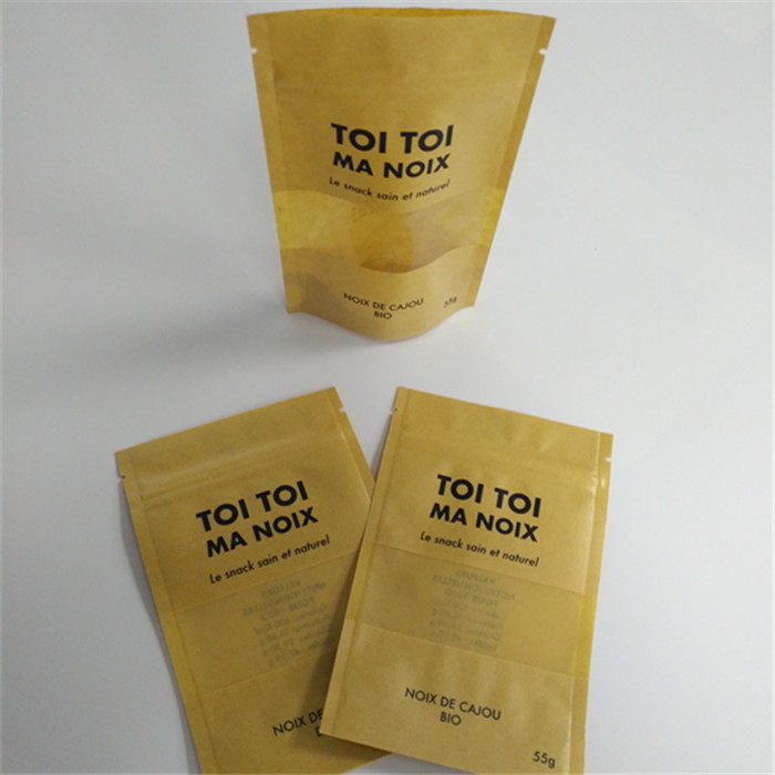 120mic Brown Biodegradable Kraft Paper Bag MOPP Dengan Jendela