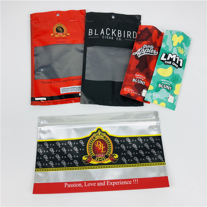 Rendah MOQ Kustom Dicetak Hemp Cigar Wrapping Mylar Zip Bags Grabba Tobacco Pouch Packaging