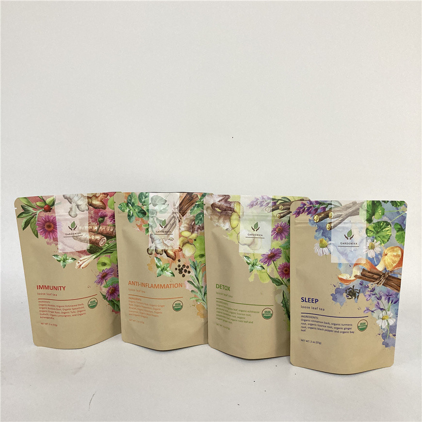 Cmyk 1.2C MPET Stand Up Zipper Pouch 1.5C PA Untuk Teh / Kopi