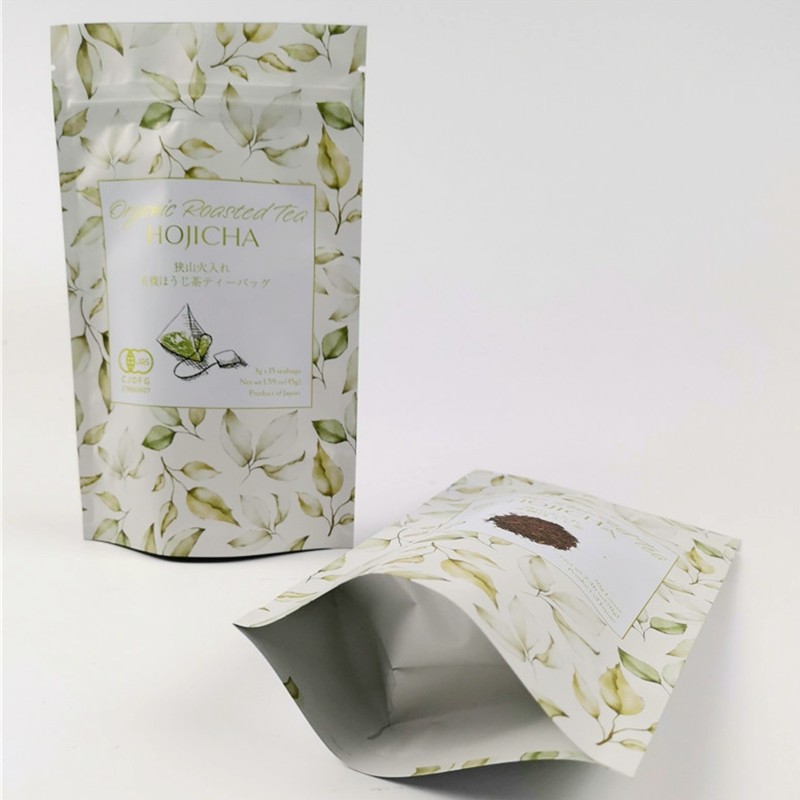 CMYK ISO VMPET Aluminium Foil Tea Pouch 120mic MOPP Tas Ritsleting Berdiri