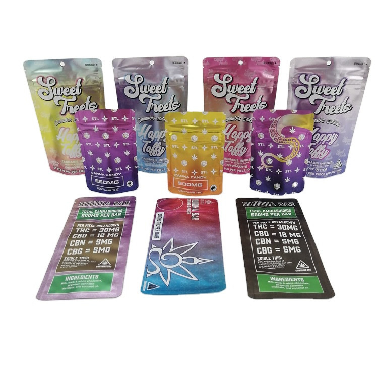 SGS 120mic MOPP Tas Mylar Tahan Anak-anak 500mg VMPET Candy Edibles