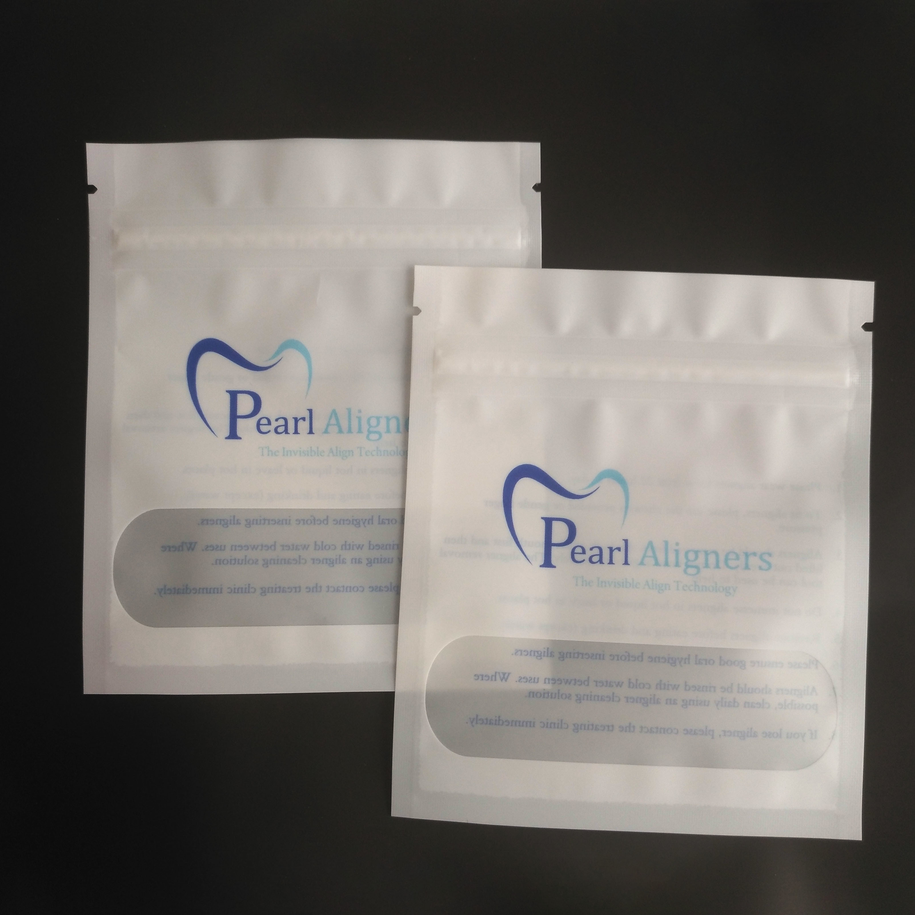 MOPP PE Clear Aligners Kantong Plastik Kemasan Tiga Sisi Seal Vmpet
