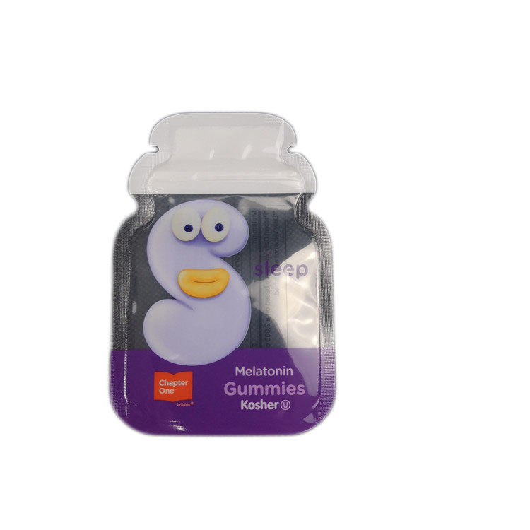 Cb Custom Shape 3 Side Seal Foil Packaging Gummy Candy Flat Bag Kantong Plastik Kustom Kemasan Zip Lock Bag