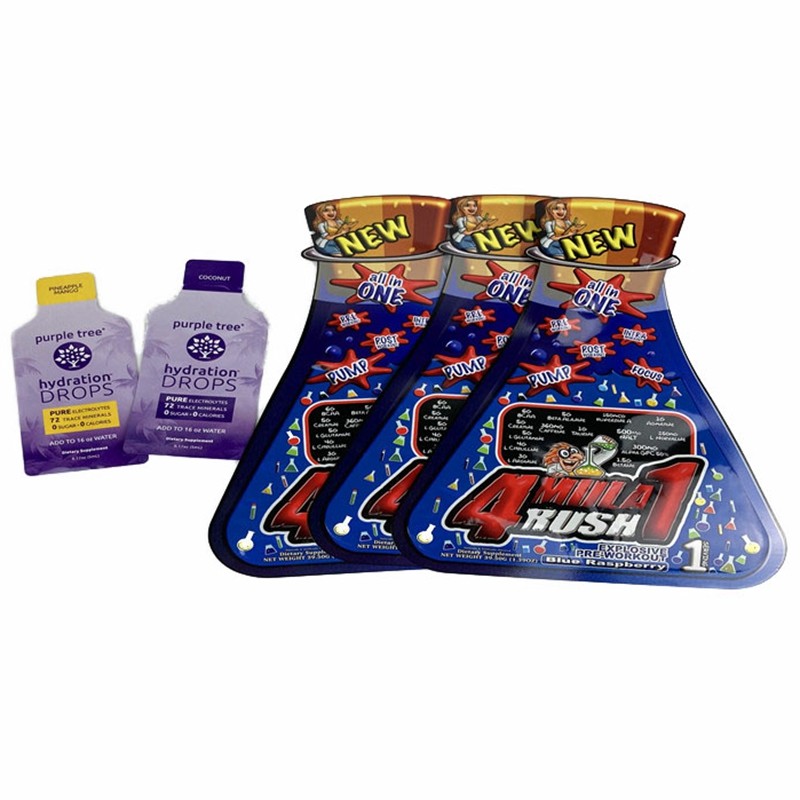 Digital Printing Bentuk Kustom Tas Datar Plastik Kecil CBD Gummy Candy Snack Pouch Selai Kacang Sachet