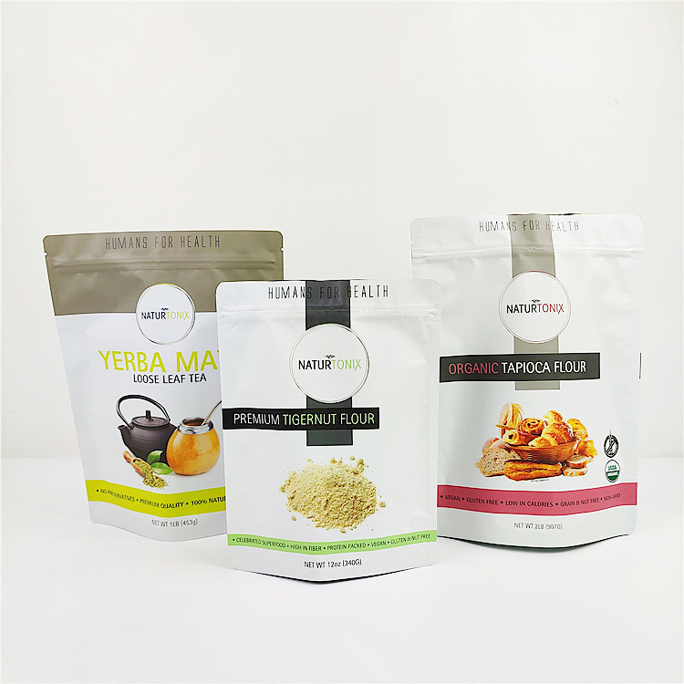 Kantong Kemasan Plastik 100mic CMYK Sereal ISO Gravure Mylar Stand Up Pouch