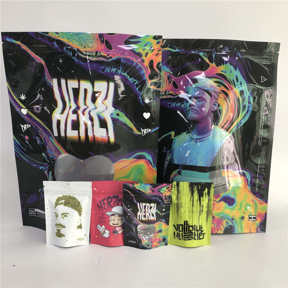 Benih Cetak Kustom Gulma Asap Cerutu Bungkus Kemasan Kantong Tembakau Daun Kuning / Kantong Kemasan Bungkus Tumpul