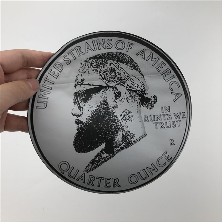 Soft Touch Plastik 3.5g Paket Tas Mylar Die Cut Kantong Tidak Teratur Dengan Ziplock Bentuk Bulat 7g Kantong Kue