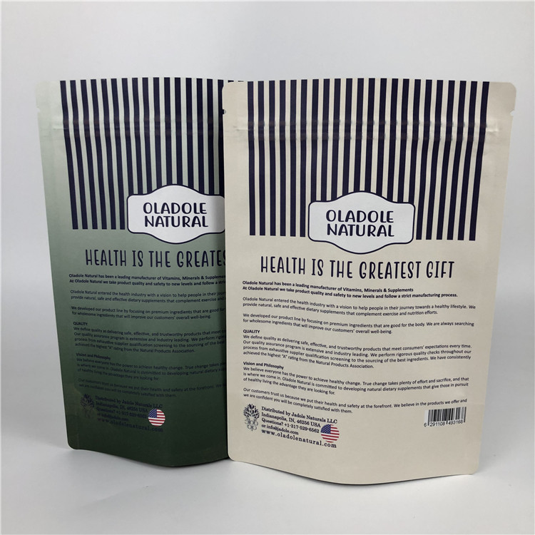 Chip Pencetakan Kustom Zip Lock Stand Up Pouch Kantong Kertas Kraft Putih