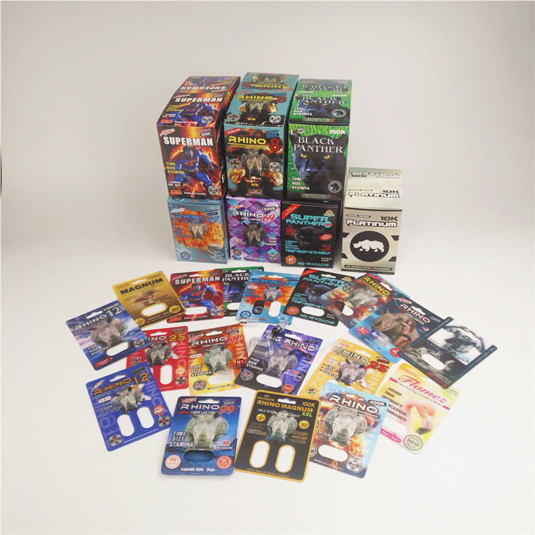 Pill Rhino Capsule Blister Packaging Paper Cards Rhino 7 200mic Kertas daur ulang