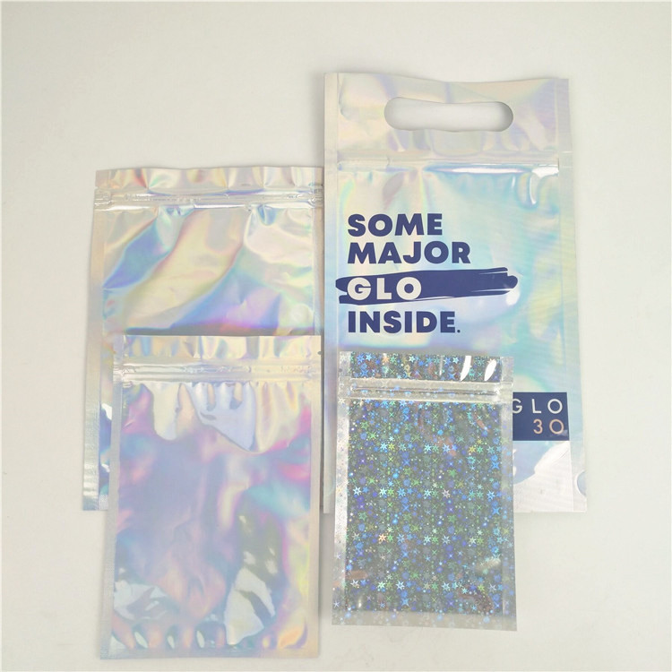 Glossy UV CMYK Zipper Holographic Bags Tas Kemasan Makanan Plastik MOPP