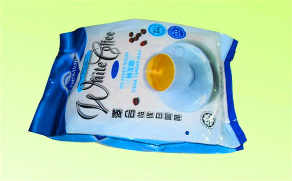 Side Gusset Foil Stand Up Pouches 100 mikron Untuk Kemasan Kopi Putih