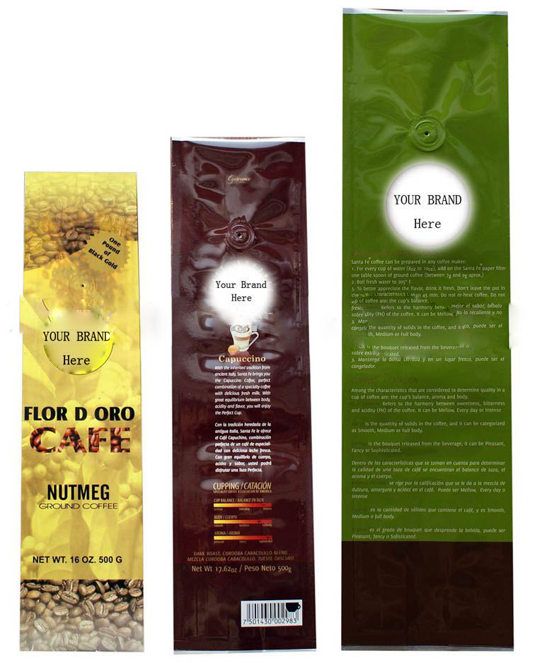 OEM PET / AL / PE Coffee Valve Foil Bag Kemasan dengan Zip Lock