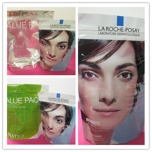 130mic PET / AL / NY / PE Berdiri di Bawah Tas Buhul untuk Comstic