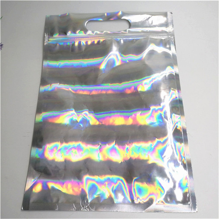 Tas Aluminium Foil Mylar yang Dapat Ditutup Kembali Zipper Lock Holographic Packaging Bag