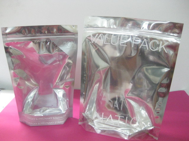 Zipper Top PET / PE Tas Kemasan Kosmetik Daur Ulang Dengan Jelas Depan