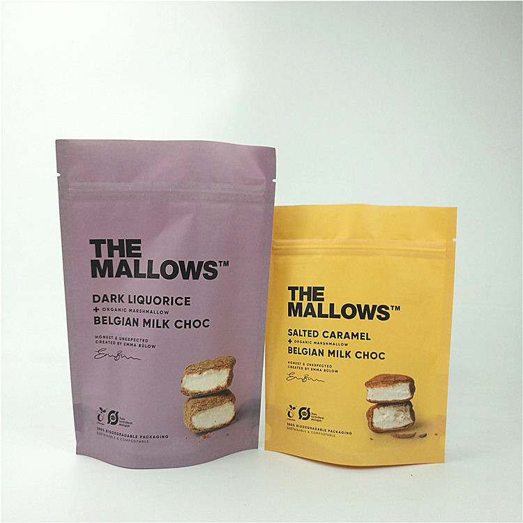 Makanan Ringan Susu Coklat Kraft Paper Stand Up Pouch Laminated MOPP PET PE