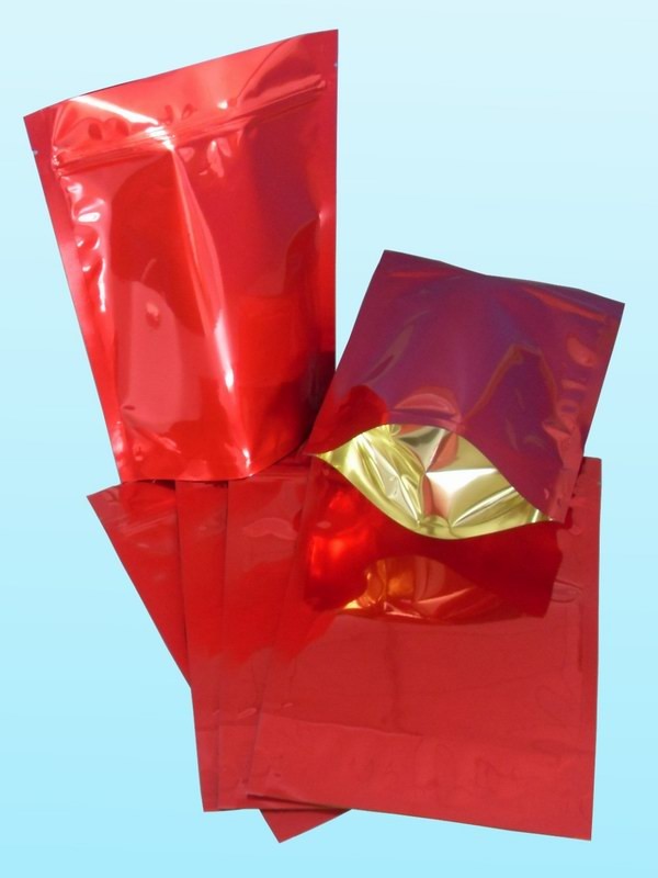 Glossy Plain Red Foil Pouch Kemasan Stand Up For Coffee Bean