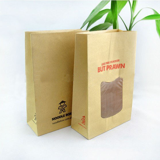 Food Grade Disesuaikan Kraft Paper Bags Hapus Window Untuk Roti