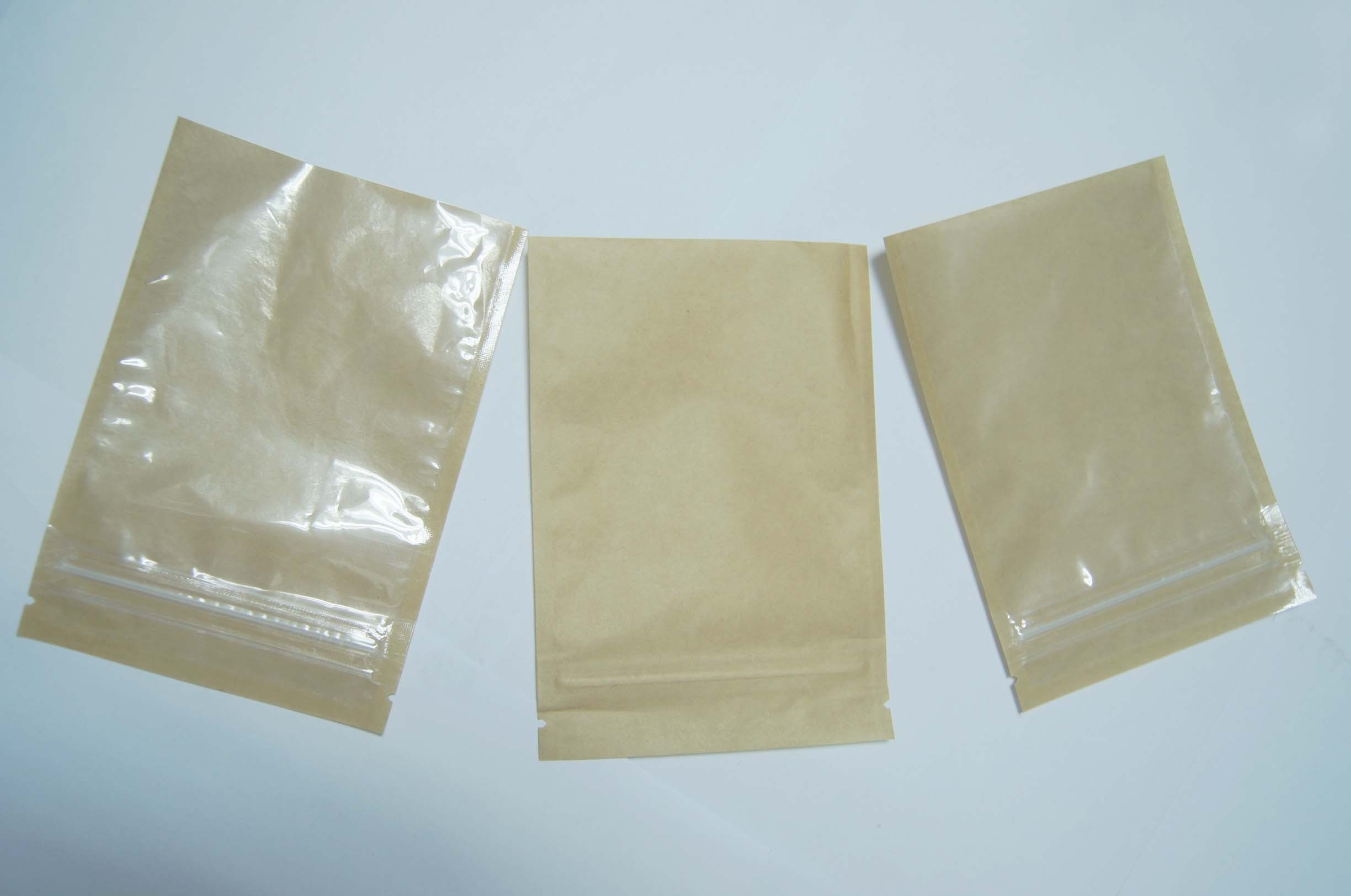 Cetak Offset Brown Kraft Paper Bags Satu Sisi Full Window Dan Zipper