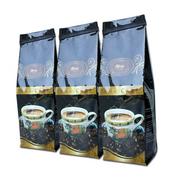 Glossy Hitam Tin Tie Side Gusset Kopi Kemasan Bag Gravure Printing