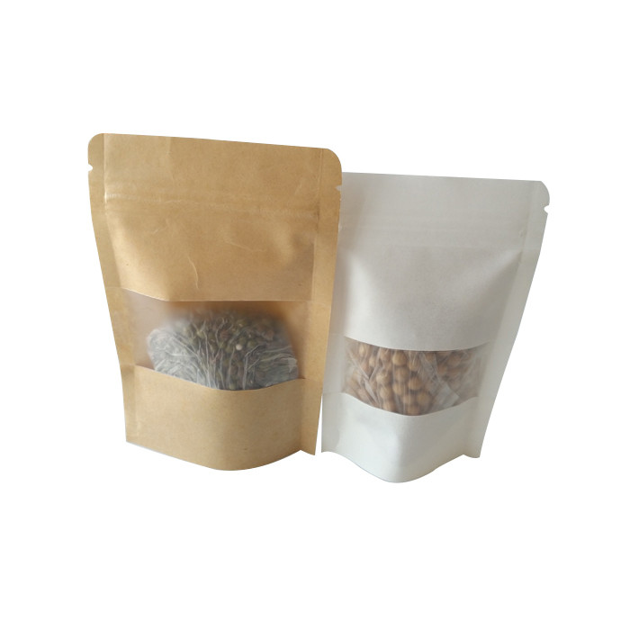 Reusable Snack Bag Packaging Kustom Dicetak Kraft Food Stand Up Pouch Sertifikat SGS