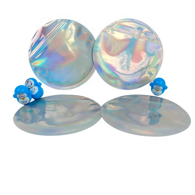 Lingkaran Hologram Mylar Zipper Foil Pouch Kemasan 3.5g 4 Inch Diameter 5 Inch