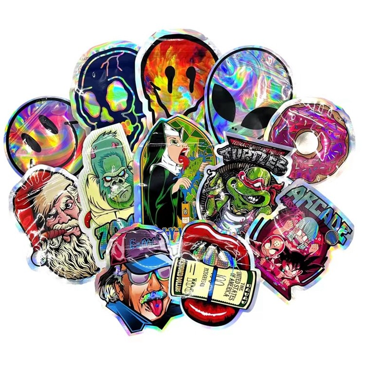 Circle Irregular Resealable Die Cut Candy Pouch Bentuk Kustom Mylar Bag 3.5G 7G