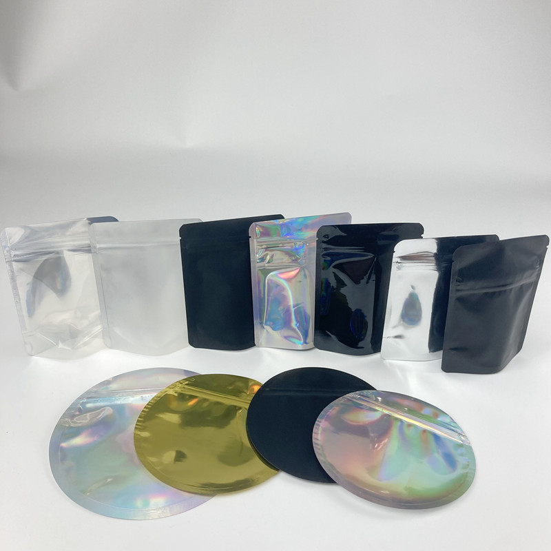 Tas Kantong Hologram Lingkaran Tahan Anak Aluminium Foil Biji Bunga Mylar Exit Bags
