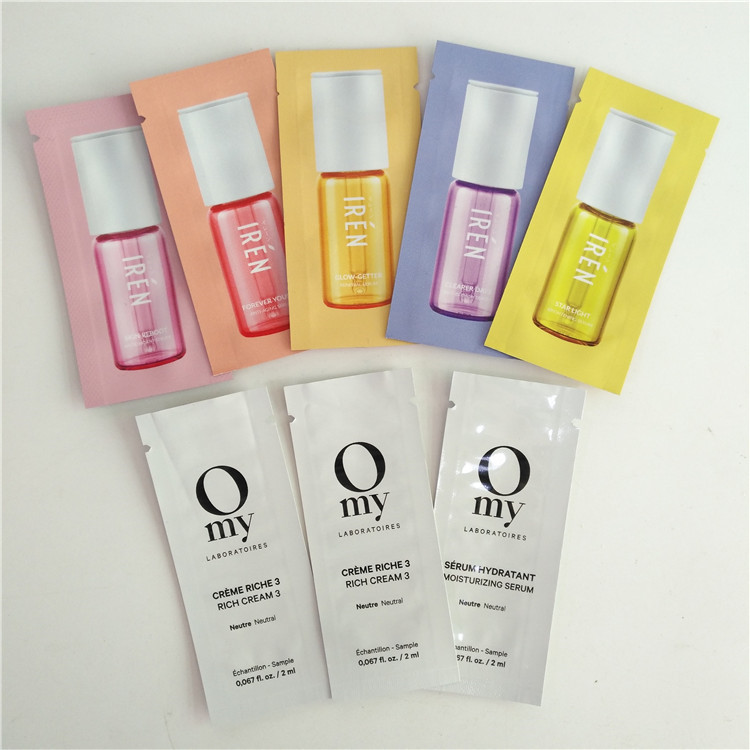 Kosmetik Tertutup Panas Sampel Kemasan Sachet Kantong Datar Mylar Foil 3 Sides Seal Bags