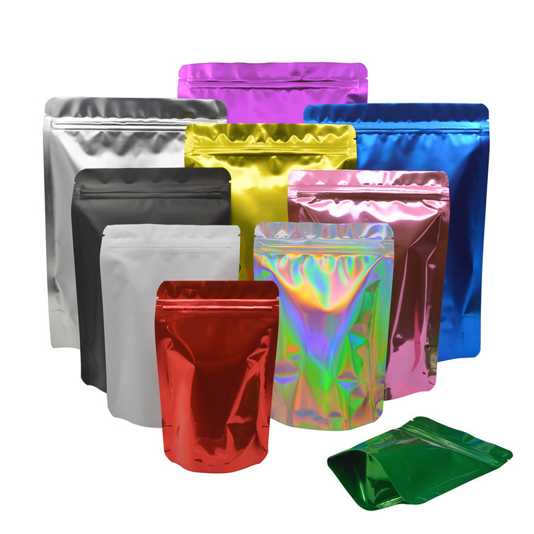 Bau Bukti Resealable Transparan Holographic Mylar Zip Lock Bags Untuk Kemasan Permen