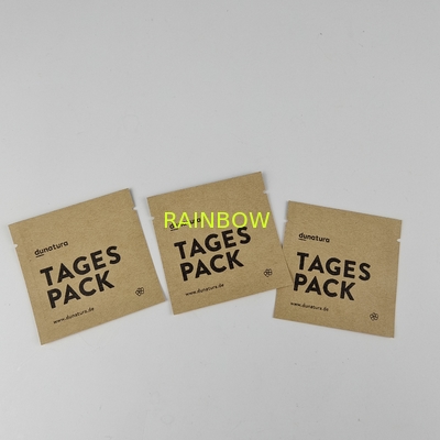 Logo Kustom Segel Panas 3 Sisi Segel Tas Kertas Kraft Datar Aluminium Foil Pouch Bag