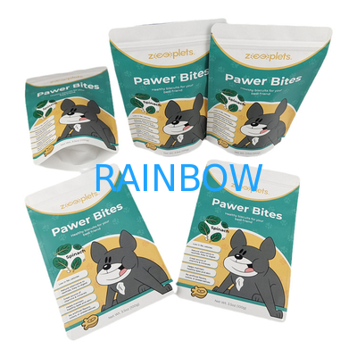 Grosir Grosir Custom Stand Up Resielable Mylar Bags Print Digital Kraft Paper Bag untuk Makanan Anjing Kucing Hewan Peliharaan